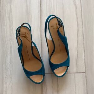 Giuseppe Zanotti Blue Suede Women Shoes
